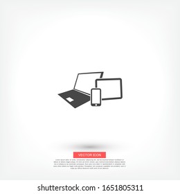 Vector smartphone, tablet and laptop icon . Vector Eps 10 . Lorem Ipsum Flat Design