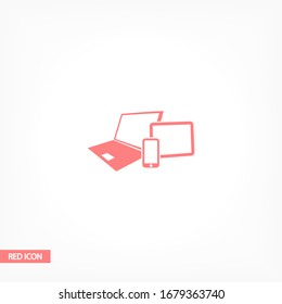 Vector smartphone, tablet and laptop icon . Vector Eps 10 . Lorem Ipsum Flat Design