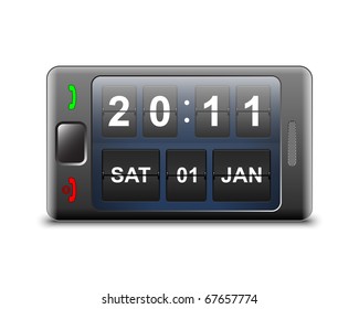 Vector smartphone with vintage flip clock screensaver