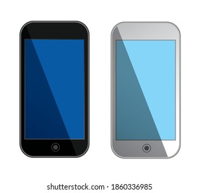 vector smartphones with blue screens - isolated 