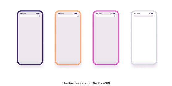 Vector Smartphones collection - Set of mobile phones in different colours with blank screens.