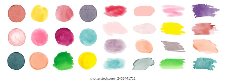 Vector smear watercolour splash stain on transparent background. Illustration pastel texture, watercolor brush	
