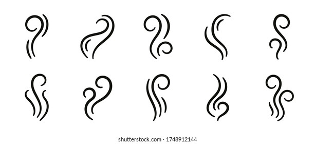 Vector smell icon. Set of smoke, steam, vapour illustration