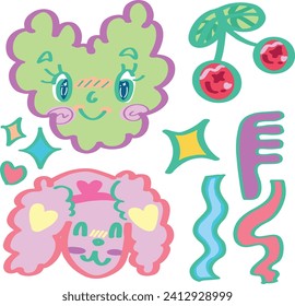 Vector smile cute  Illustrated Seamless Pattern with white background