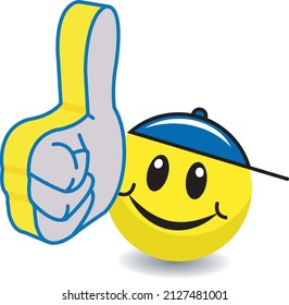 Vector smile face and hand thumb.