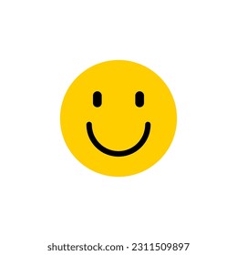 Vector smile face. Yellow smile emoji illustration isolated on white background.