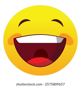 Vector smile face. Yellow smile emoji illustration isolated on white background.