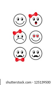 Vector smile faces - St. Valentine's day icons