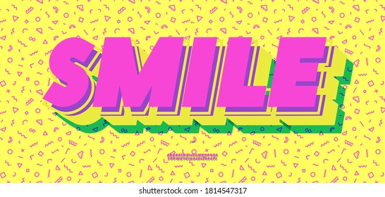 Vector smile font 3d bold style modern typography for poster, decoration, promotion, book, t shirt, sale banner, printing on fabric. Cool alphabet. Trendy typeface. 10 eps
