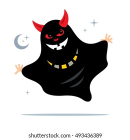 Vector Smile Ghost Cartoon Illustration.