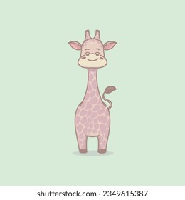 Un vector de una jirafa sonriente. Adecuado para productos con concepto zoológico, concepto lindo, producto infantil, educación, impresión, pegatina, etc