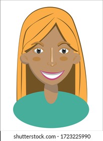 vector smile girl with blond hair