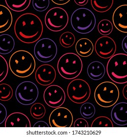 Vector smile icon seamless pattern.  Vector Background Texture.  Eps10.