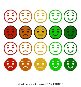 Vector Smile Icon Set.Feedback vector concept.Rank, level of satisfaction rating. Feedback in form of emotions, smileys, emoji.User experience.Customer feedback. Review of consumer.Feedback flat icon.