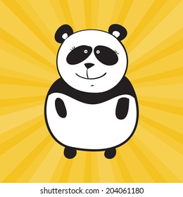 Vector smile panda, cute endangered animal on colorful background