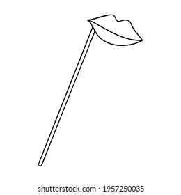 Vector smile for photo shoots on a stick. Doodle style smile isolated on white background.