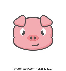 vector smile pig's head mascot character icon