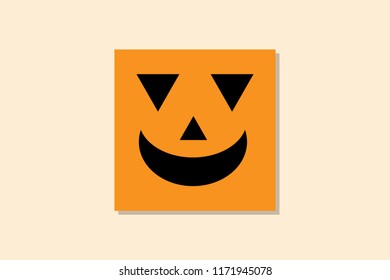 Vector Smile Pumpkin Square Decoration for Halloween Party. Halloween background