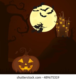 Vector Smile Pumpking. Halloween background