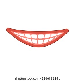 Vector smile teeth. Dental care. Smiling mouth with white teeth illustration. Teeth whitening. Objects for icon, illustration, cover, postcards, print, kids game, poster.
