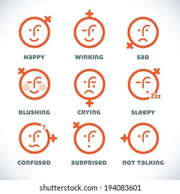Vector Smiles Icons, Illustration, Sign, Symbol, Button, Badge, Logo for Family, Baby, Children, Teenager, People