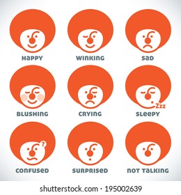 Vector Smiles Icons, Illustration, Sign, Symbol, Button, Badge, Logo for Family, Baby, Children, Teenager, People