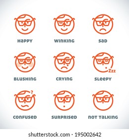 Vector Smiles Icons, Illustration, Sign, Symbol, Button, Badge, Logo for Family, Baby, Children, Teenager, People