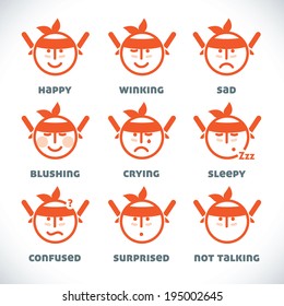 Vector Smiles Icons, Illustration, Sign, Symbol, Button, Badge, Logo for Family, Baby, Children, Teenager, People