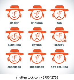 Vector Smiles Icons, Illustration, Sign, Symbol, Button, Badge, Logo for Family, Baby, Children, Teenager, People