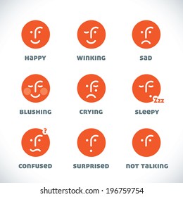 Vector Smiles Icons, Illustration, Sign, Symbol, Button, Badge, Logo for Family, Baby, Children, Teenager, People