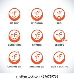 Vector Smiles Icons, Illustration, Sign, Symbol, Button, Badge, Logo for Family, Baby, Children, Teenager, People