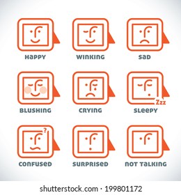 Vector Smiles Icons, Illustration, Sign, Symbol, Button, Badge, Logo for Family, Baby, Children, Teenager, People
