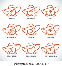 Vector Smiles Icons, Illustration, Sign, Symbol, Button, Badge, Logo for Family, Baby, Children, Teenager, People