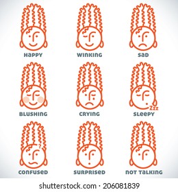Vector Smiles Icons, Illustration, Sign, Symbol, Button, Badge, Logo for Family, Baby, Children, Teenager, People