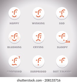 Vector Smiles Icons, Illustration, Sign, Symbol, Button, Badge, Logo for Family, Baby, Children, Teenager, People