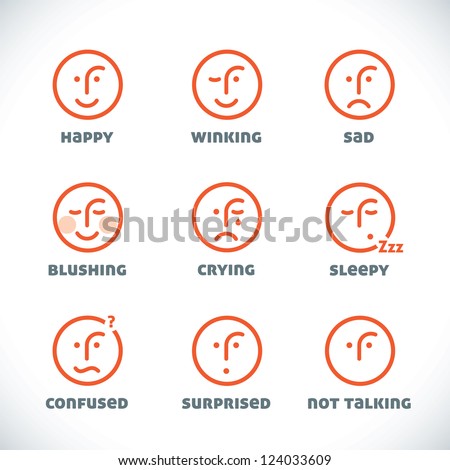 Vector Smiles Icons, Illustration, Sign, Symbol, Button, Badge, Logo for Family, Baby, Children, Teenager, People