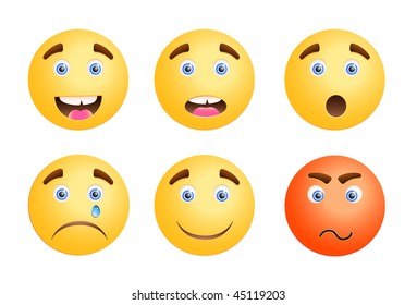 Smiley Blue Eyesemoticon Set Yellow Face Stock Vector (Royalty Free ...