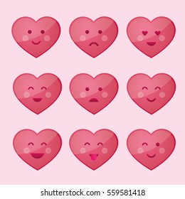 Vector smiley emoji emoticon character cartoon heart love saint valentine
