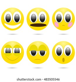 Vector smiley face icons with big eyes