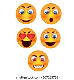 Vector smiley face. Set icon face joy.