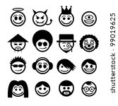 Vector smiley faces. Funny characters.