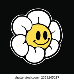 Vector Smiley Flower Emoticon Streetwear Cartoon Illustration