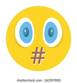 Vector smiley. Moderation, censorship or swear words concept. Isolated on white background.