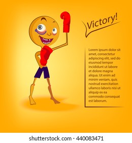 Vector smiley victory boxer. Cute emoticon people characters in boxing gloves.  EPS10.