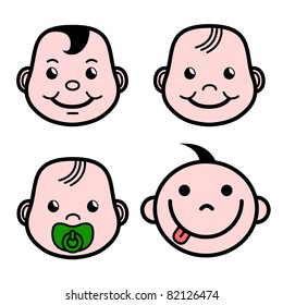 vector smiling cartoon happy baby faces