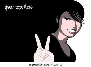 vector of smiling chinese girl