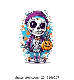 Vector smiling cute skull illustration art 