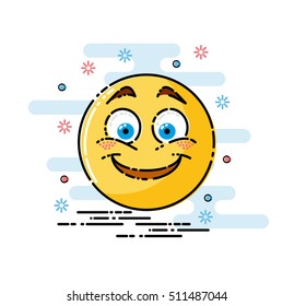 Vector Smiling emoticon mbe flat style. Smile icon
