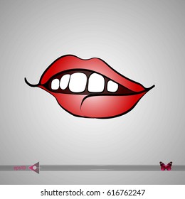 Vector Smiling female lips.. Icon isolated on white background.