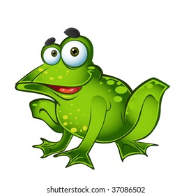 vector smiling green frog